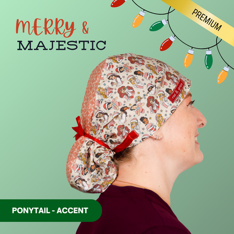Merry & Majestic - Scrub Cap - rae & grace - Ponytail - Accent Top
