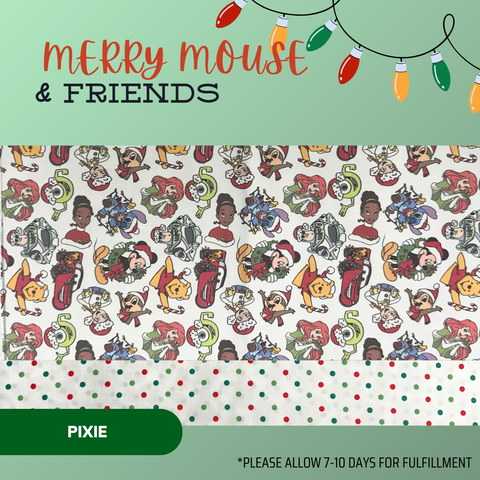Merry Mouse & Friends - Scrub Cap - rae & grace - Pixie - Made to order Please allow 7-10 days for fulfillment.