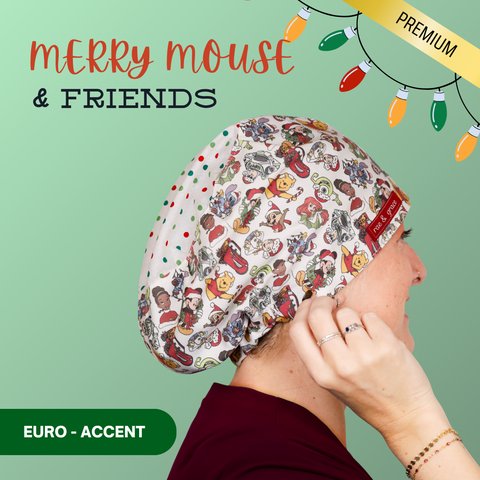 Merry Mouse & Friends - Scrub Cap - rae & grace - Euro - Accent Top
