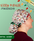 Merry Mouse & Friends - Scrub Cap - rae & grace - Ponytail - Accent Top