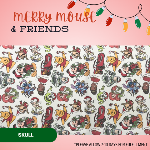 Merry Mouse & Friends - Scrub Cap - rae & grace - Skull Cap - Made to order Please allow 7-10 days for fulfillment.