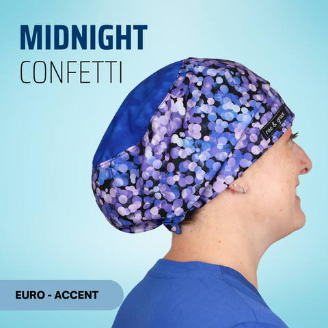 Midnight Confetti  - Scrub Cap - rae & grace - Euro - Accent Top