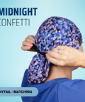 Midnight Confetti  - Scrub Cap - rae & grace - Ponytail - Matching Top