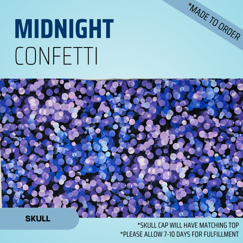 Midnight Confetti  - Scrub Cap - rae & grace - Skull Cap - Made to order Please allow 7-10 days for fulfillment.