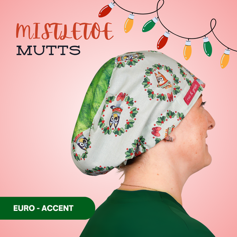 Mistletoe Mutts - Scrub Cap - rae & grace - Euro - Accent Top