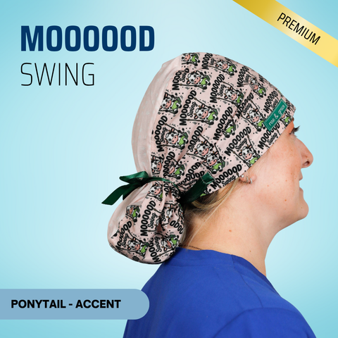 Mooooood Swing - Scrub Cap - rae & grace - Ponytail - Accent Top