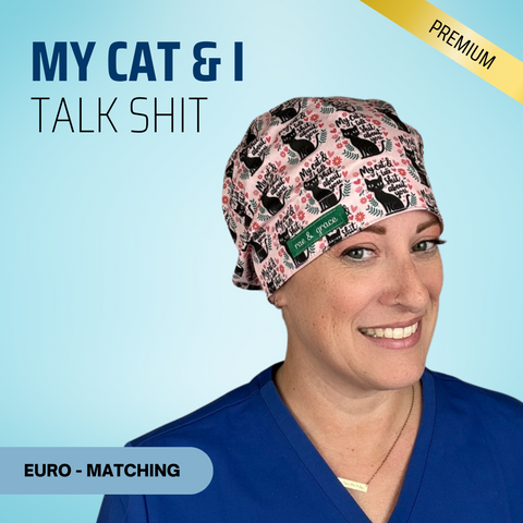 My Cat And I... - Scrub Cap - rae & grace - Euro - Matching Top