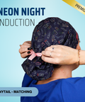 Induction Neon Night - Scrub Cap - rae & grace - Ponytail - Matching Top