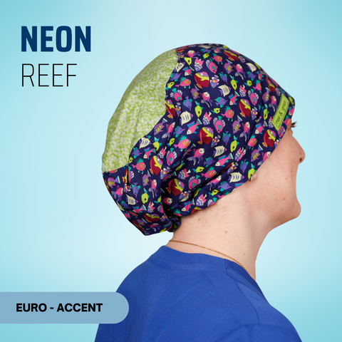 Neon Reef - Scrub Cap - rae & grace - Euro - Accent Top
