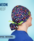 Neon Reef - Scrub Cap - rae & grace - Ponytail - Matching Top