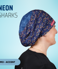 Neon Sharks - Scrub Cap - rae & grace - Euro - Accent Top