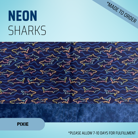Neon Sharks - Scrub Cap - rae & grace - Pixie - *Made to order