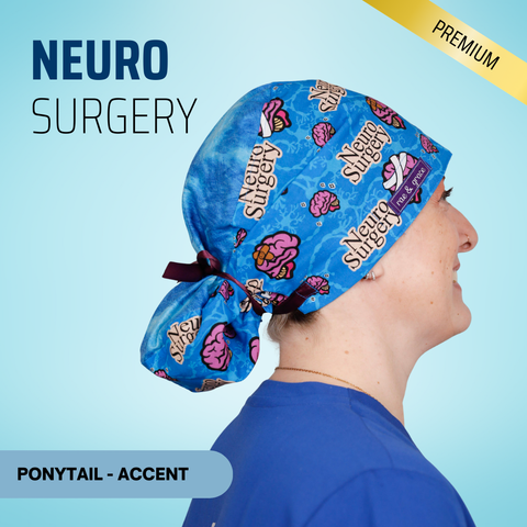 Neuro Surgery - Scrub Cap - rae & grace - Ponytail - Accent Top