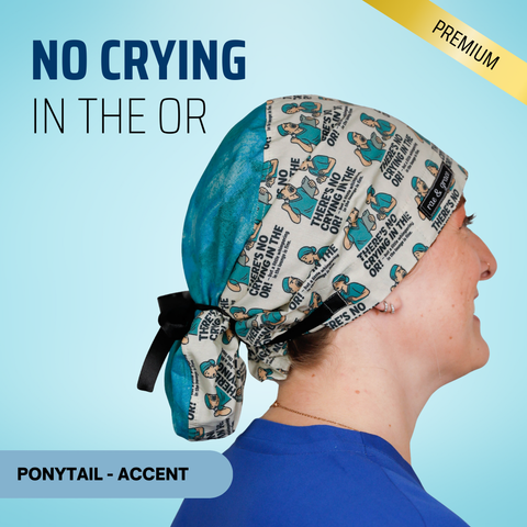 No Crying In Surgery - Scrub Cap - rae & grace - Ponytail - Accent Top