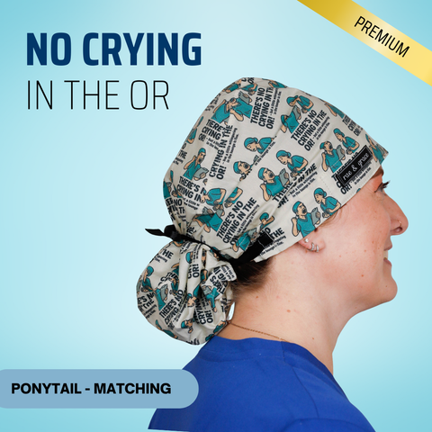 No Crying In Surgery - Scrub Cap - rae & grace - Ponytail - Matching Top