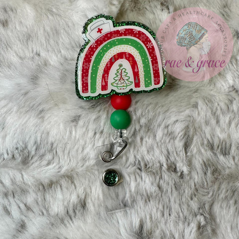 Nurse Christmas Rainbow - Badge Reel