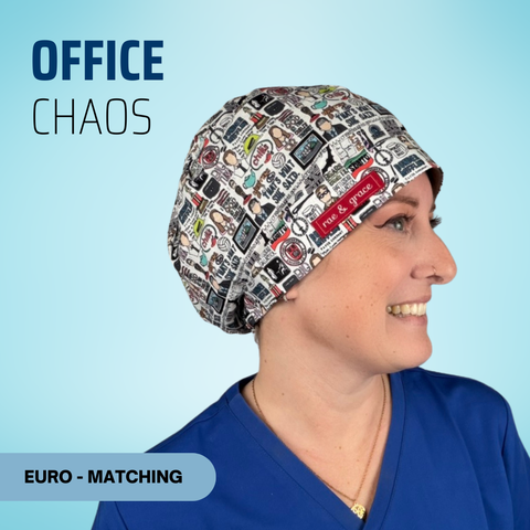 Office Chaos - Scrub Cap - rae & grace - Euro - Matching Top