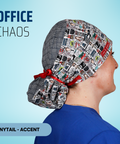 Office Chaos - Scrub Cap - rae & grace - Ponytail - Accent Top
