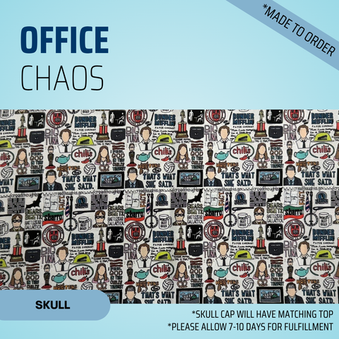 Office Chaos - Scrub Cap - rae & grace - Skull Cap - *Made to order