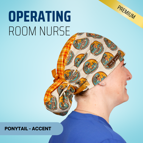 Operating Room Nurse - Scrub Cap - rae & grace - Ponytail - Accent Top