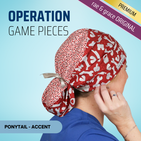 Operation Game Pieces- Scrub Caps - rae & grace - Euro - Accent Top