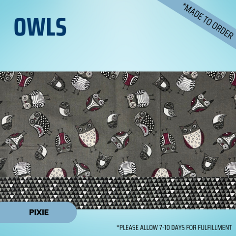 Owls - Scrub Cap - rae & grace - Pixie - Made to order Please allow 7-10 days for fulfillment.