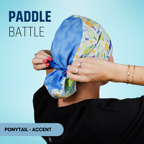 Paddle Battle - Scrub Cap - rae & grace - Ponytail - Accent Top