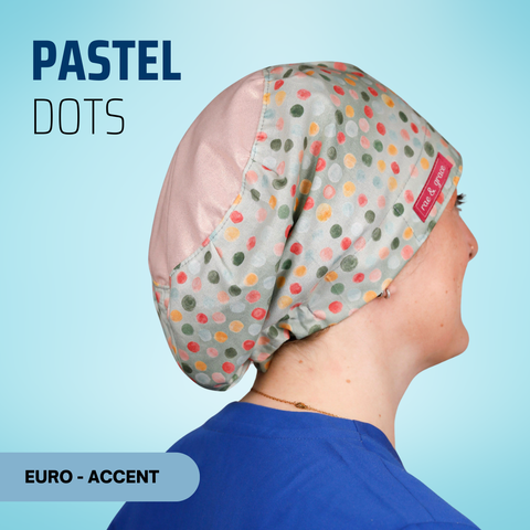 Pastel Dots - Scrub Cap - rae & grace - Euro - Accent Top