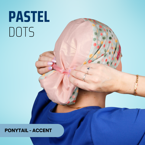 Pastel Dots - Scrub Cap - rae & grace - Ponytail - Accent Top