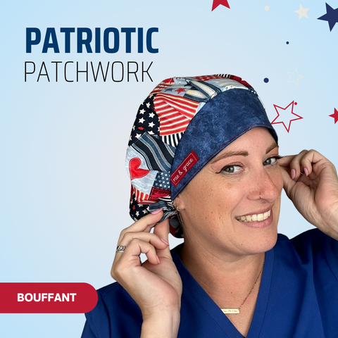 Patriotic Patchwork - Scrub Cap - rae & grace - Bouffant