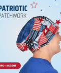 Patriotic Patchwork - Scrub Cap - rae & grace - Euro - Accent Top