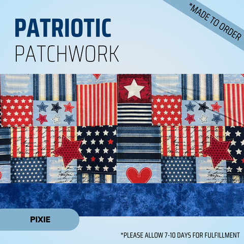 Patriotic Patchwork - Scrub Cap - rae & grace - Pixie - Made to order Please allow 7-10 days for fulfillment.