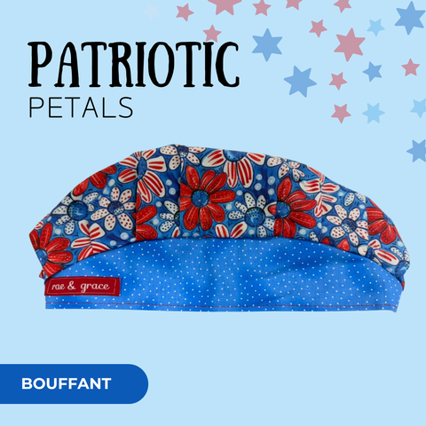 Patriotic Petals - Scrub Cap - rae & grace - Bouffant