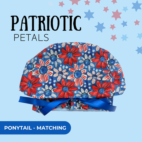 Freedom Stars - Scrub Cap - rae & grace - Ponytail - Matching Top