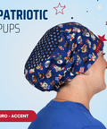 Patriotic Pups - Scrub Cap - rae & grace - Euro - Accent Top