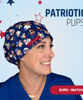 Patriotic Pups - Scrub Cap - rae & grace - Euro - Matching Top