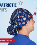 Patriotic Pups - Scrub Cap - rae & grace - Ponytail - Accent Top