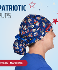 Patriotic Pups - Scrub Cap - rae & grace - Ponytail - Matching Top