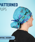 Patterned Pups - Scrub Cap - rae & grace - Ponytail - Accent Top