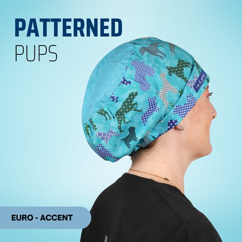 Patterned Pups - Scrub Cap - rae & grace - Euro - Accent Top
