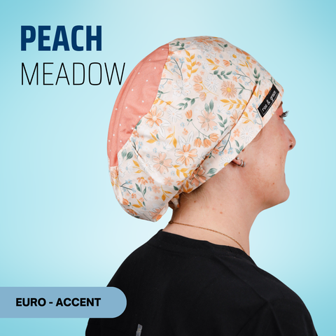 Peach Meadow - Scrub Cap - rae & grace - Euro - Accent Top