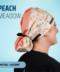 Peach Meadow - Scrub Cap - rae & grace - Ponytail - Accent Top