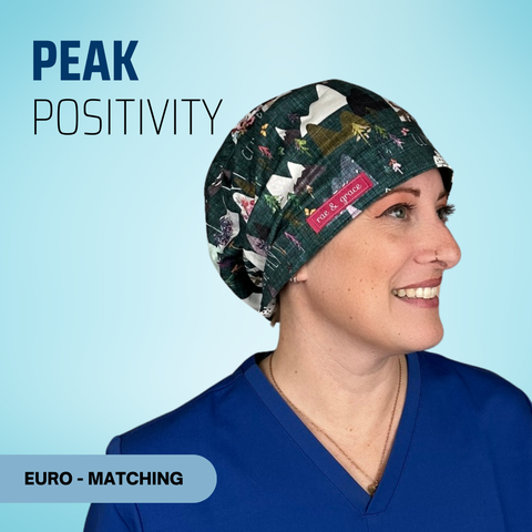 Peak Positivity - Scrub Cap - rae & grace - Euro - Matching Top
