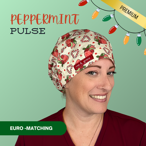 Peppermint Pulse - Scrub Cap - rae & grace - Euro - Matching Top