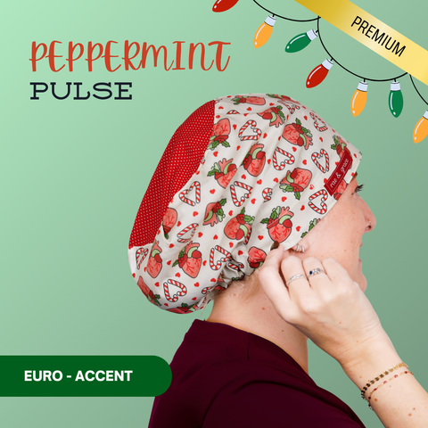 Peppermint Pulse - Scrub Cap - rae & grace - Euro - Accent Top