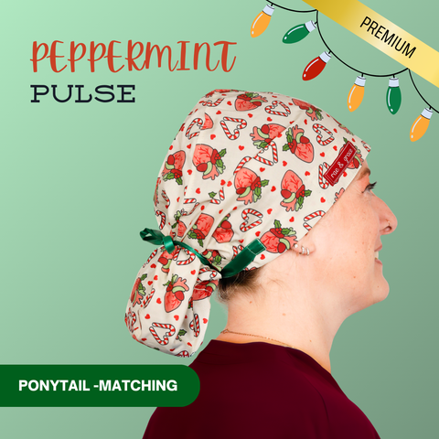 Peppermint Pulse - Scrub Cap - rae & grace - Ponytail - Matching Top
