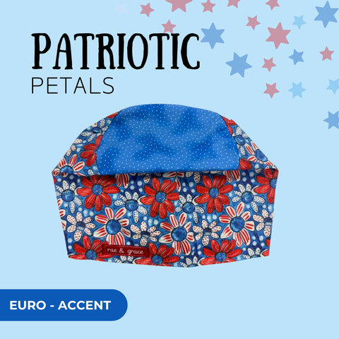 Patriotic Petals - Scrub Cap - rae & grace - Euro - Accent Top