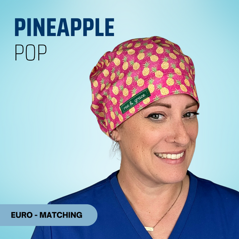 Pineapple Pop - Scrub Cap - rae & grace - Euro - Matching Top
