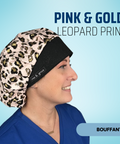 Pink Gold Leopard Print - Scrub Cap - rae & grace - Bouffant