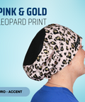Pink Gold Leopard Print - Scrub Cap - rae & grace - Euro - Accent Top